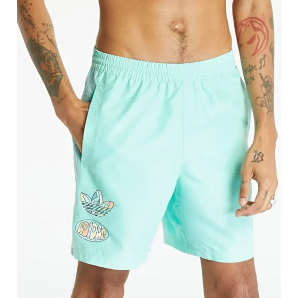 Adidas Originals Enjoy Summer Trefoil Shorts Men’s Size XS Green Mint Flower - Picture 1 of 8
